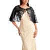 GIBZ Women's Chiffon Shawls and Wraps Lace Pearl Cape Solid Cover Up for women Elegant Shawl Transparent Scarf Wrap Black One Size view 4