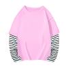 Boys Girls Spring Fall Long Sleeve Cotton False Two PC Striped Top T Shirt Girls Button down Shirt (Pink, 4-5 Years)