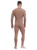 Oyolan Men's One Piece Full Body Unitard Leotard Front Zipper Long Sleeve Stretchy Bodysuits Athletic Jumpsuit Khaki XX-Large view 2