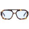 LJCZKA Retro Square Sunglasses for Women Men Trendy Hexagonal Thick Frame Double Bridge Sun Glasses Vintage Shades (LeopardBlue) view 2