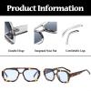 LJCZKA Retro Square Sunglasses for Women Men Trendy Hexagonal Thick Frame Double Bridge Sun Glasses Vintage Shades (LeopardBlue) view 4