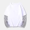 Boys Girls Spring Fall Long Sleeve Cotton False Two PC Striped Top T Shirt Girls Button down Shirt (White, 4-5 Years) view 4