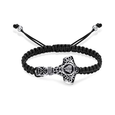 XSMZB Cremation Bracelet for Ashes Thor Hammer Memorial Urn Bracelet for Men Women Adjustable Keepsake Bangle Jewelry for Loved Ones(Silver-1)