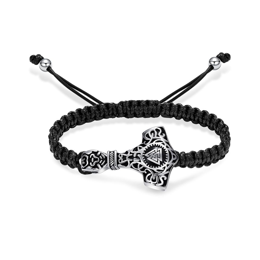 XSMZB Cremation Bracelet for Ashes Thor Hammer Memorial Urn Bracelet for Men Women Adjustable Keepsake Bangle Jewelry for Loved Ones(Silver-1)