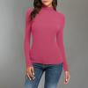 NineFit Basics Women Turtleneck Long Sleeve Shirts Fall Fashion Solid Color Tops Basic Layering Slim Fit Soft Thermal Underwear Tops, Small, _A01hot Pink view 2