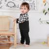 Lucikamy Toddler Baby Boy Fall Outfits Long Sleeve Crew Neck Pullover Sweatshirt + Jogger Pants Set Infant Winter Clothes (C-Black White, 2-3 Years) view 2
