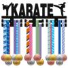 CREATCABIN Karate Medal Holder Display Hanger Medal Rack Wall Mount Frame Shelf Wooden Sports Medals Hanger Black Wall Decor Medal Organizer Rack Hanging for Over 40 Medals Ribbon 15.7 x 6Inch view 1