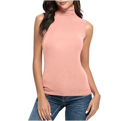 Women Turtleneck Long Sleeve Shirts Fall Fashion Solid Color Tops Basic Layering Slim Fit Soft Thermal Underwear Tops