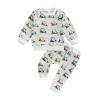 Honganda Toddler Baby Boy Golf Outfit Golf Cart Print Sweatshirt Matching with Jogger Pants 2Pcs Fall Winter Clothes (White, 12-18 Months) view 1