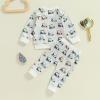 Honganda Toddler Baby Boy Golf Outfit Golf Cart Print Sweatshirt Matching with Jogger Pants 2Pcs Fall Winter Clothes (White, 12-18 Months) view 4