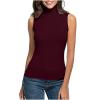 NineFit Basics Women Turtleneck Long Sleeve Shirts Fall Fashion Solid Color Tops Basic Layering Slim Fit Soft Thermal Underwear Tops, Small, _A02wine view 2