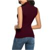 NineFit Basics Women Turtleneck Long Sleeve Shirts Fall Fashion Solid Color Tops Basic Layering Slim Fit Soft Thermal Underwear Tops, Small, _A02wine view 3