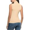 NineFit Basics Women Turtleneck Long Sleeve Shirts Fall Fashion Solid Color Tops Basic Layering Slim Fit Soft Thermal Underwear Tops, Small, _A02beige view 3