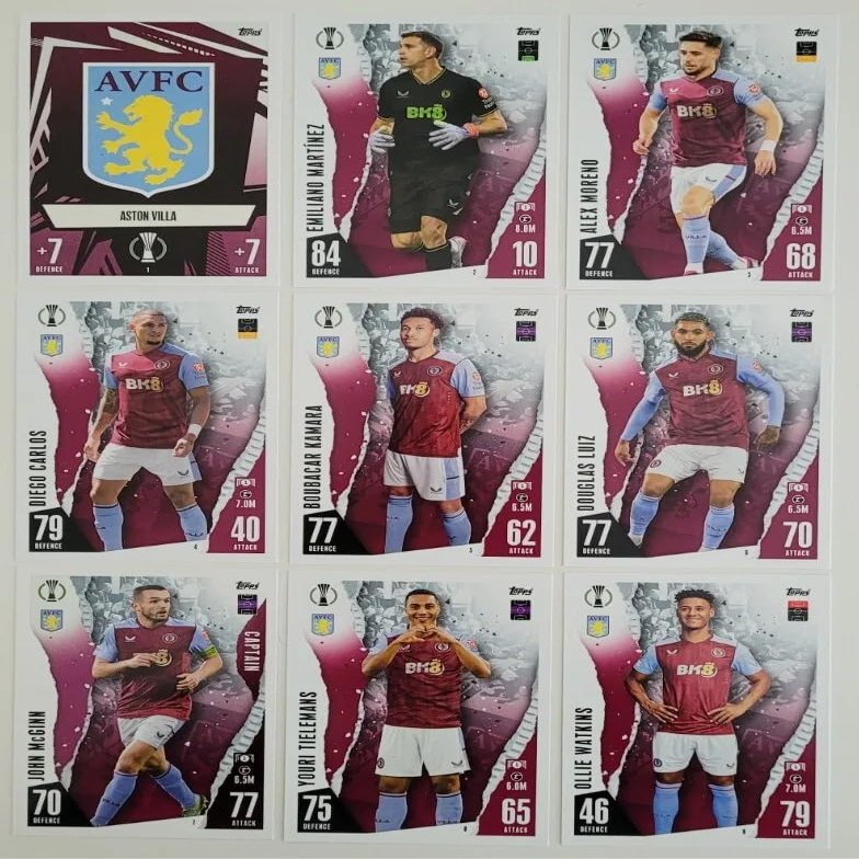 Match Attax 2023 2024 Aston Villa Full Base Card Team Set