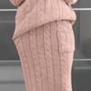Generic Womens 2 Piece Rib Knit Long Sleeve Skirt Sets Crop Top Maxi Bodycon Long Skirt Outfit Winter Cable Knit Sweater Set (X-Large,Pink 2) view 3