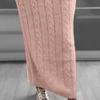 Generic Womens 2 Piece Rib Knit Long Sleeve Skirt Sets Crop Top Maxi Bodycon Long Skirt Outfit Winter Cable Knit Sweater Set (X-Large,Pink 2) view 4