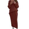 Womens 2 Piece Rib Knit Long Sleeve Skirt Sets Crop Top Maxi Bodycon Long Skirt Outfit Winter Cable Knit Sweater Set (X-Large,Red) view 1