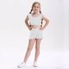 Girls Training Bra Cute Ruffle Sports Bra for Kids Scoop Neckline Fitness Yoga Bra Strap Crop Top White view 2