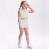 Girls Training Bra Cute Ruffle Sports Bra for Kids Scoop Neckline Fitness Yoga Bra Strap Crop Top White view 3