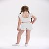 Girls Training Bra Cute Ruffle Sports Bra for Kids Scoop Neckline Fitness Yoga Bra Strap Crop Top White view 4