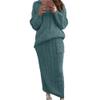 Generic Womens 2 Piece Rib Knit Long Sleeve Skirt Sets Crop Top Maxi Bodycon Long Skirt Outfit Winter Cable Knit Sweater Set (3X-Large,Green) view 1