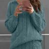 Generic Womens 2 Piece Rib Knit Long Sleeve Skirt Sets Crop Top Maxi Bodycon Long Skirt Outfit Winter Cable Knit Sweater Set (3X-Large,Green) view 2