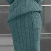 Generic Womens 2 Piece Rib Knit Long Sleeve Skirt Sets Crop Top Maxi Bodycon Long Skirt Outfit Winter Cable Knit Sweater Set (3X-Large,Green) view 3
