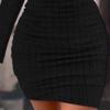 Women Long Sleeve Knit Bodycon Midi Dress Solid Color Jumper Sweaters Cold Shoulder Strap Ribbed Sexy Slim Dress (XX-Large,Black) view 4