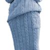 Womens 2 Piece Rib Knit Long Sleeve Skirt Sets Crop Top Maxi Bodycon Long Skirt Outfit Winter Cable Knit Sweater Set (4X-Large,Blue 1) view 3