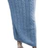 Womens 2 Piece Rib Knit Long Sleeve Skirt Sets Crop Top Maxi Bodycon Long Skirt Outfit Winter Cable Knit Sweater Set (4X-Large,Blue 1) view 4