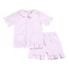 Baby Toddler Girls Cotton Summer ajamas Set Ruffle Sleeve Button-Down Top and Ruffle Shorts Newborn (Pink, 12 Months) view 1
