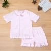 Baby Toddler Girls Cotton Summer ajamas Set Ruffle Sleeve Button-Down Top and Ruffle Shorts Newborn (Pink, 12 Months) view 3