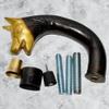 Brass Cane Walking Stick Handle Wolf Head Cast Brass w/Outside Connector wolf view 2