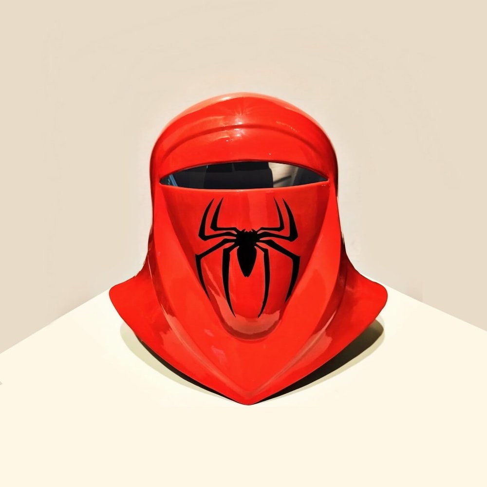 Armor Emperor's Imperial Royal Guard Helmet, Mandalorian Steel Helmet Black Spider Printed Helmet