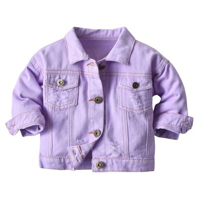 Baby Boys Girls Denim Jacket Kids Toddler Button Down Jeans Jacket Top Coat Outerwear Toddler (Purple, 18-24 Months)