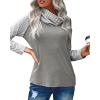 GOKKILRW Womens Sweatshirts Fall Lightweight Striped Mock Neck Long Sleeve Sweat Shirts Stretchy Comfy Casual Pullover Tops Business Office Work Blouses Grey view 4