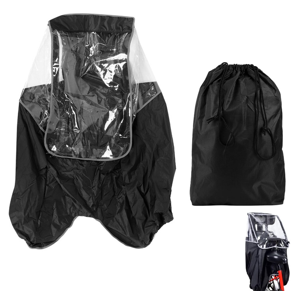 Bike Rear Seat Canopy, Kids Bike Back Seat Cover with Transparent Window Outdoor Rain Protection Bike Back Seats Rain Coat