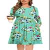 POSESHE Womens Plus Size Dresses for Fall Solid Knit Crew Neck 2025 Fashion Curvy Midi Dress with Pockets,Green Floral,4XL view 2