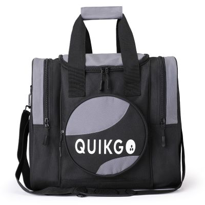 QUIKGO Bowling Bag for Single, Tote Bowling Bag with Padded Holder, Fits Shoes Up to Mens Size 14, Built-in Accessories Mesh Pocket