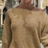 Women's Baggy Sweater Dresses Winter Off Shoulder Lantern Sleeve Casual Knit Dress Oversized Pullover Jumper Sweater (4X-Large,Khaki) view 3