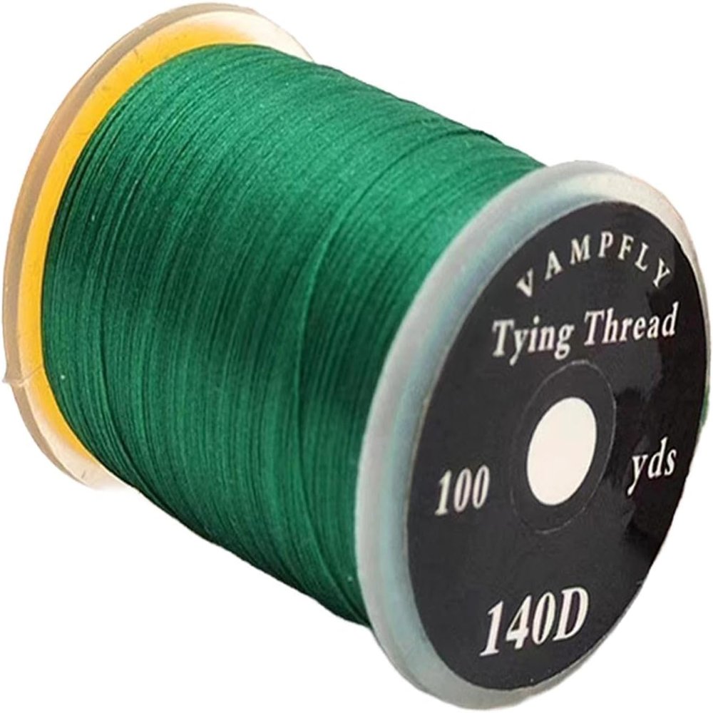 100 Yards/Roll 140D Fly Tying Thread Non Waxed Fly Tying Wires Fly Fishing Materials Fly Tying Lure Making Materials Fly Tying Kit Fly Tying Supplies for Dry Wet Flies (Dark Green)
