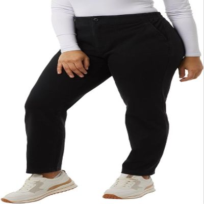 32 Degrees Womens Knit Stretch Elastic Waist Twill Pant (Black, XXL), XX-Large