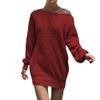 Women's Baggy Sweater Dresses Winter Off Shoulder Lantern Sleeve Casual Knit Dress Oversized Pullover Jumper Sweater (XX-Large,Red) view 1