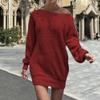 Women's Baggy Sweater Dresses Winter Off Shoulder Lantern Sleeve Casual Knit Dress Oversized Pullover Jumper Sweater (XX-Large,Red) view 2