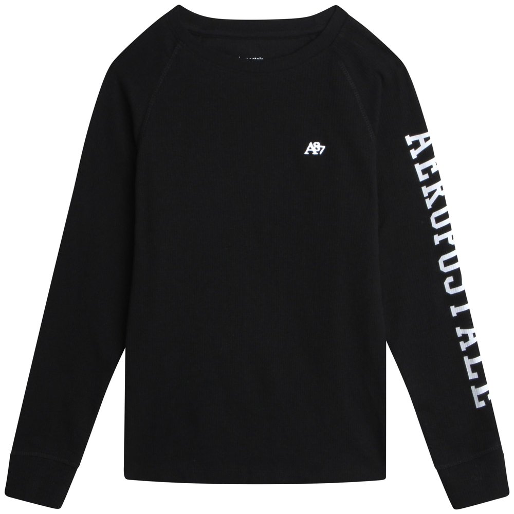 AEROPOSTALE Boys Long Sleeve Shirt - Soft Blended Crewneck Thermal Long Sleeve Shirts for Boys - Warm Baselayer Shirt (8-16), Size 8, Black