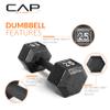 CAP Barbell Cast Iron Hex Dumbbell, Black, Single, 30 lb view 3