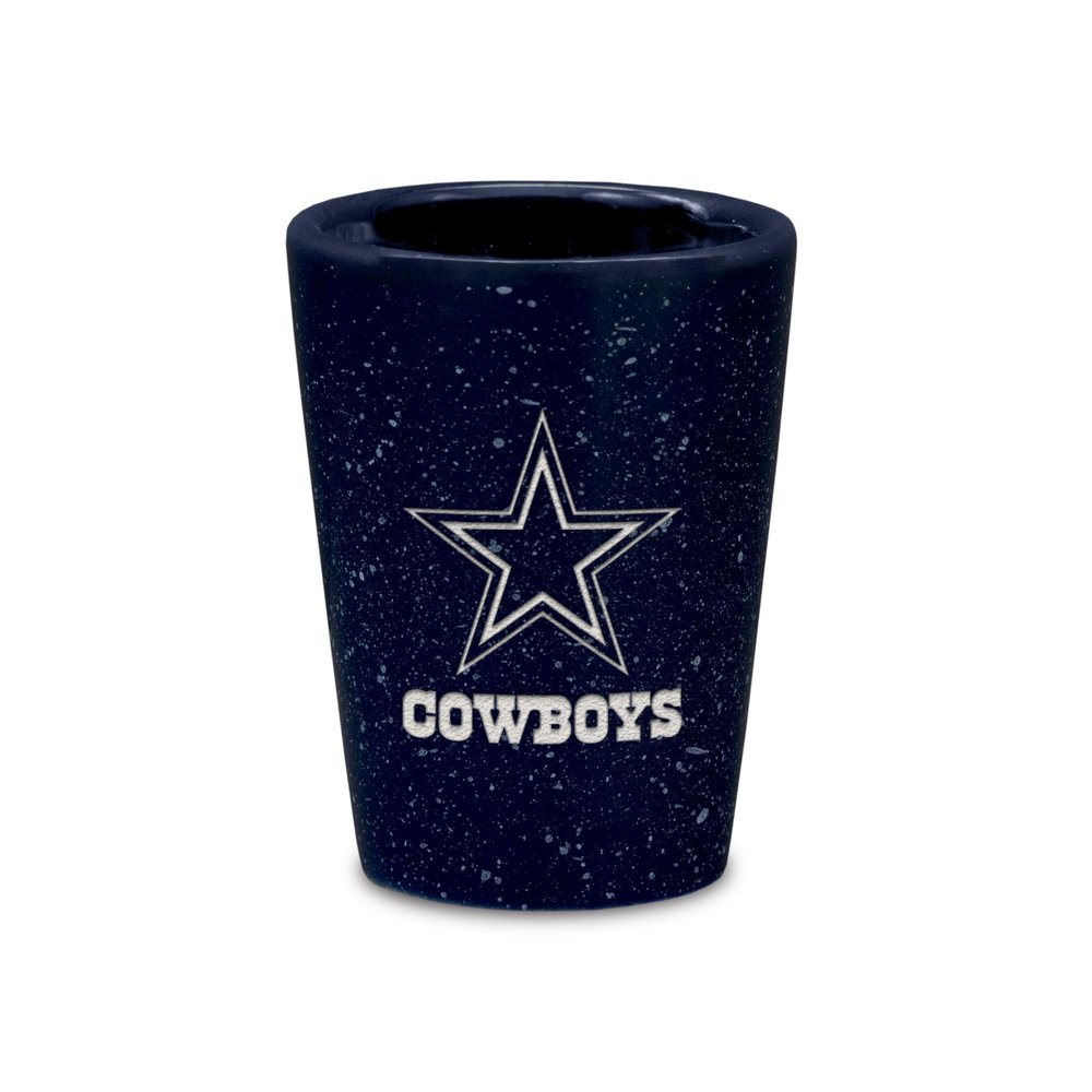 Rico Industries NFL Football Dallas Cowboys 2oz Ceramic Shot Glass for Fans, Laser Engraved In Team Color Single Shot Glass