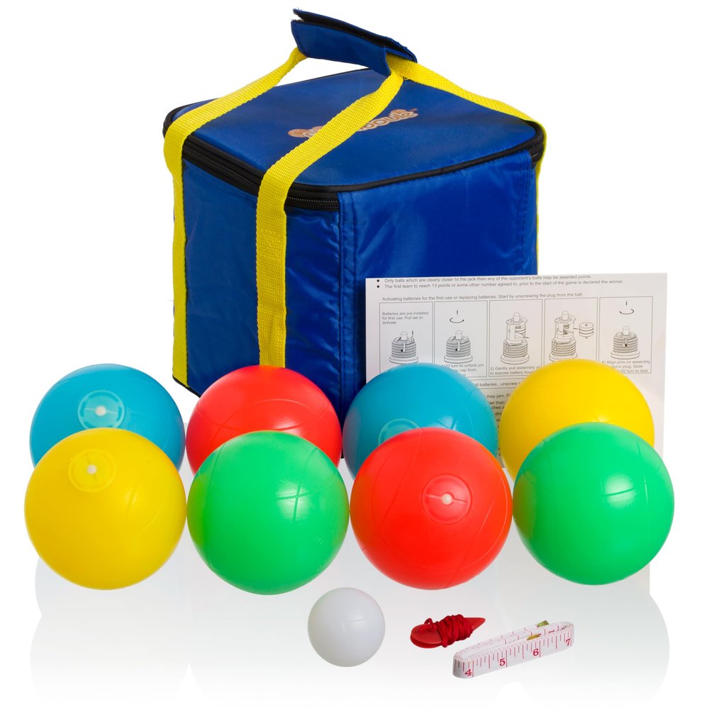 Playaboule Glow in The Dark LED Day Night Lighted Bocce Ball Set Choose (4 Color 107mm)