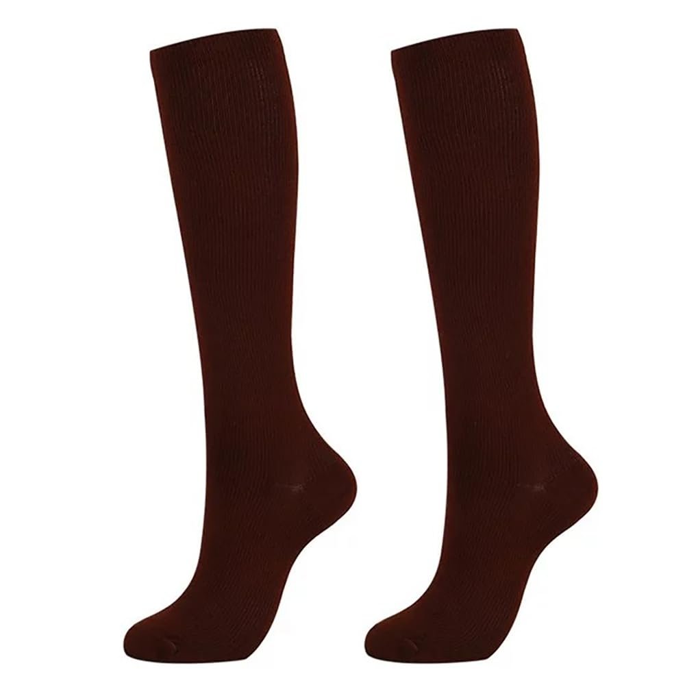 Moyibai 1Pairs Compression Socks - Compression Socks Women & Men Circulation 15-20 mmHg Sport Thigh-High Stockings, Support for Running,Athletic, Coffee