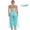 Agoky Womens 3Pcs Arabian Princess Costume Harem Pants Bloomers Jumpsuits Belly Dance Fancy Dress Turquoise X-Large view 2